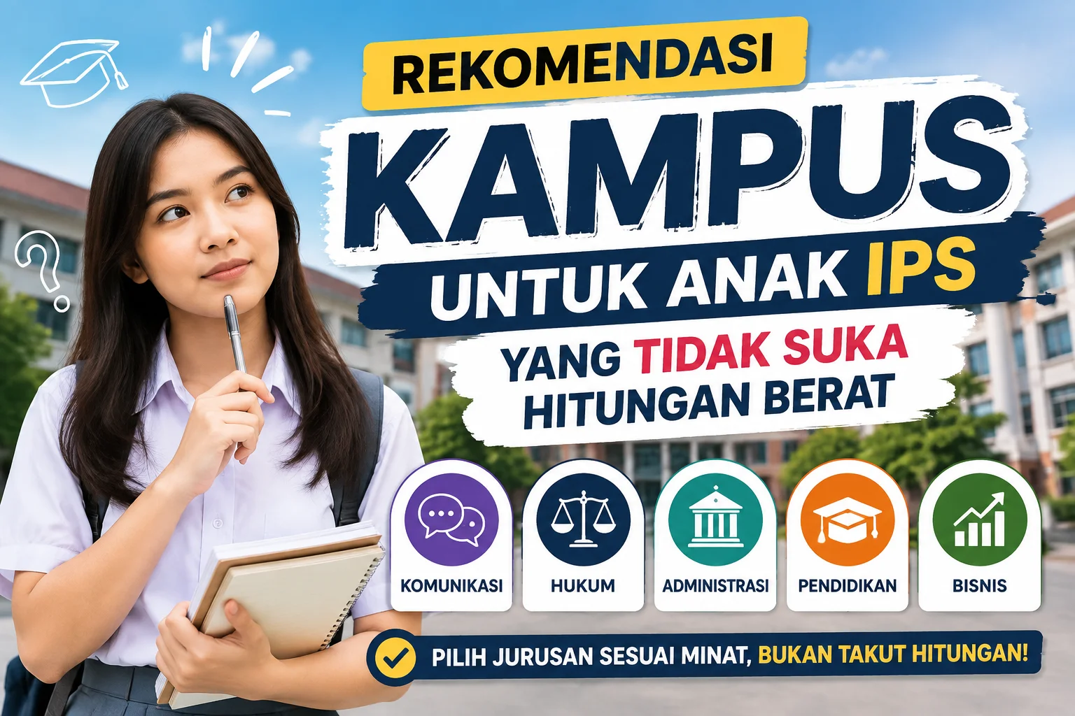Rekomendasi kampus dan jurusan untuk anak IPS yang tidak suka hitungan berat